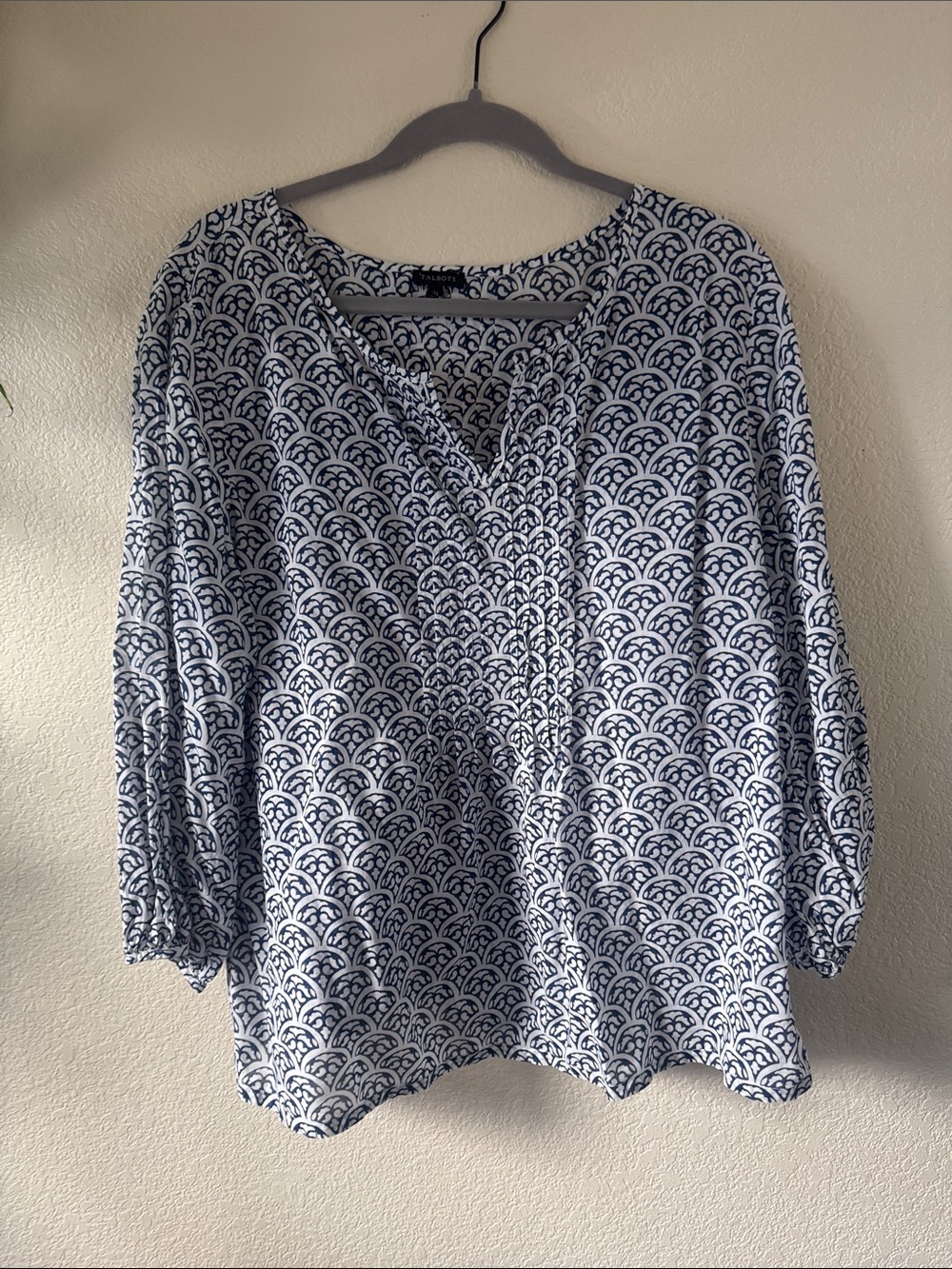 Talbots Blue and White Printed Women's Blouse